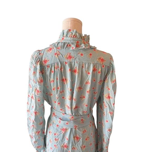 Hunter Bell - Blue Ikat Flower Blakely Dress 100% Silk Sz M - Picture 7 of 10